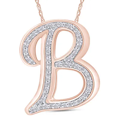 1/7 Ct Real Diamond B Initial Pendant Necklace Sterling Sterling 18  • $139.49