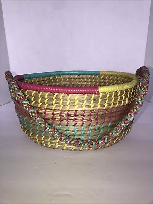 Pastel Woven Basket With Handle 11x8x6 • $10