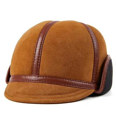 Men's Winter Warm Real Leather Russian Ear Cap Beanie Beret Round Hat Caps/Hats • $23.80