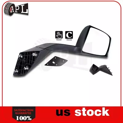 ?Passenger Side Truck Mirror For 2004-2016 VOLVO VNL HOOD Black Mounting Plates • $57.32