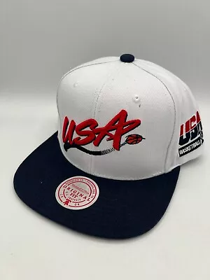 NWT USA Basketball United States Red White Blue Mitchell & Ness Snapback Hat Cap • $19.99