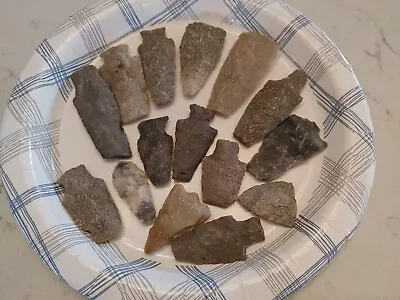 Lot Of 15 Authentic Ancient Native American Quartz Arrowheads/Artifacts • $29