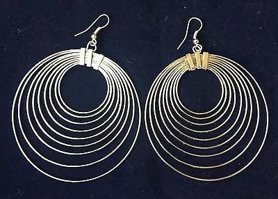 BohoCoho Quirky Boho Gypsy 70s Style Gold Tone Large Big Multi Hoop Earrings • £5.99