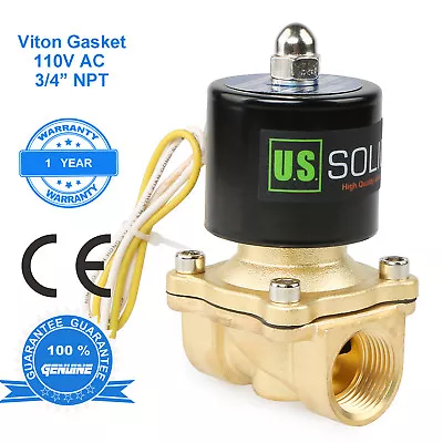 U.S. Solid Electric Solenoid Valve 3/4 Inch Brass 110V AC • $33.29