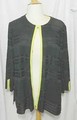 Ming Wang $345 Black Woven Knit Citron Trim Jacket Sx 1X 52398 Heritage Fit NWT! • $149.95