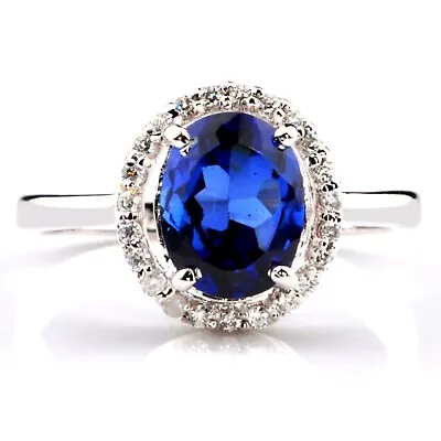 2.30Ct Oval Cut 100% Natural Blue Tanzanite Women's Ring In 925 Sterling Silver • £122.40