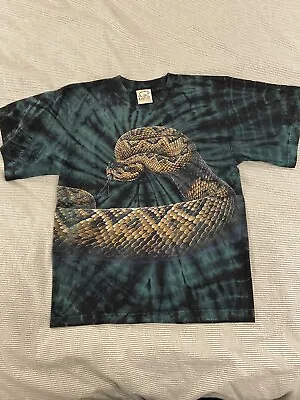 Vintage 1998 Rattlesnake Green Tie Dye Habitat T-Shirt Size Small Nature Snakes • $30