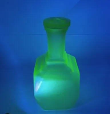 Rare Vintage Frosted Uranium Glass Decanter With Stopper • $139