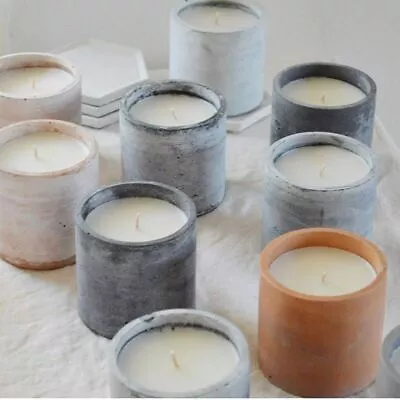 Round Concrete Candle Vessel Mold Cement Candle Cup Holder Jar Silicone Moulds • $31.89