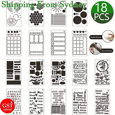 $7.99 • Buy 18 Pcs Bullet Journal Stencil Set For A5 Notebook Diary Scrapbook DIY Templates