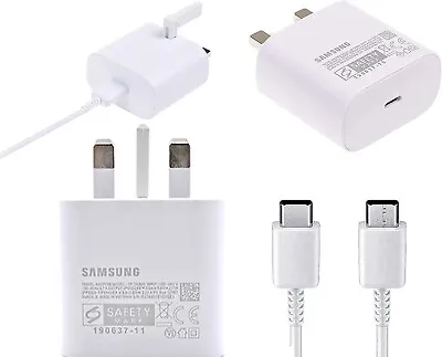 100% Genuine Samsung FAST Charger Plug OR Type C USB Cable Galaxy S8 S9 S10 S21 • £11.87