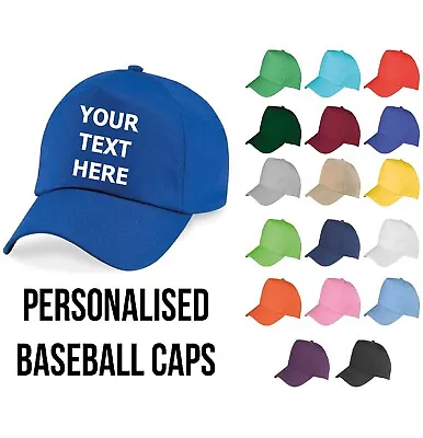£12.99 • Buy Personalised Baseball Cap Embroidered Custom Printed Hat Unisex Mens Ladies