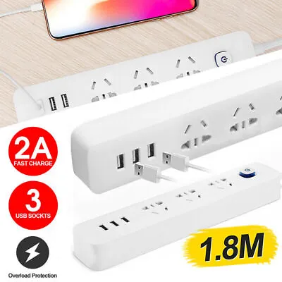 3 USB Charging Power Board 3 Way Outlets Socket Charger Ports Surge Protector AU • $16.43