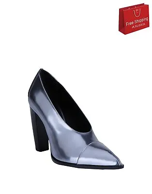 £59.99 • Buy RRP€570 JIL SANDER Leather Court Shoes US9.5 EU40.5 UK7.5 Curved Heel Metallic