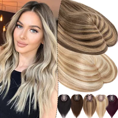 150% Hair Topper Remy Human Hair Clip In Top Silk Base Toupee Hairpiece Wig Long • $324.38