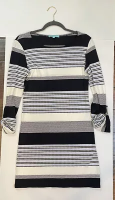 Women’s Melissa Odabash Blue Maddie Striped Long Sleeve Dress Size L • $57