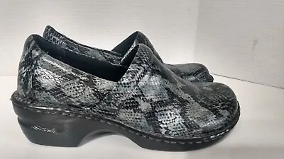 BOC Born Concept Shoes Gray/Black Faux Snake Skin Clogs Slip On Nurse Size 9 • $19.99