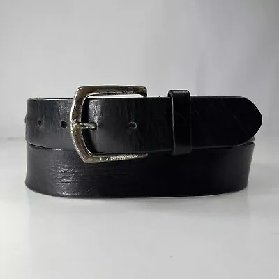 Vintage Stretched Black Leather Belt - Men's Size 40 • $12.80