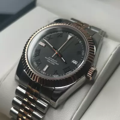 Custom Steel Rose Gold 39mm Datejust Wimbledon Mod Watch W/NH35 Auto Movement • $184