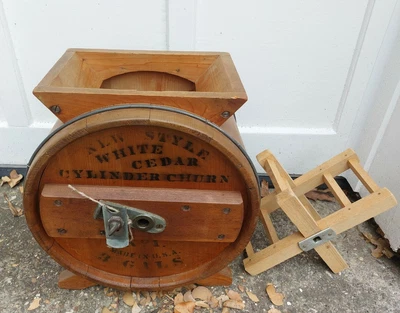 $89 • Buy Antique Vintage Wood Butter Churn - Primitive 3 Gallon Cylinder Barrel Project