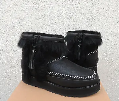 Ugg Black Bomber Fluff Punk Toscana Sheepskin Boots Women Us 5/ Eur 36 ~nib • $119.95