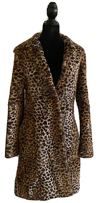 $199.99 • Buy Vtg Wilsons Leather Pelle Studio Rabbit Fur Cheetah Print Long Coat Rare Small