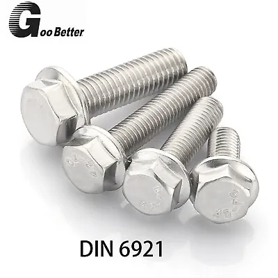 Flanged Hexagon Head Bolts Flange Hex Screws A2 Stainless Steel M5 M6 M8 M10 • $8.29