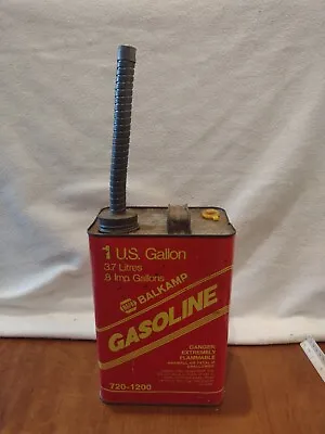 Vintage NAPA BALKAMP 1 Gallon Gas Gasoline Fuel Can Metal Red And Yellow • $35