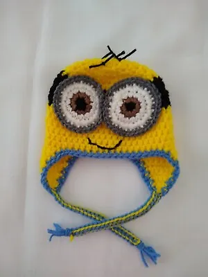 Minion Ear Flap Hat -  Bob  - Hand Made Crochet • $25