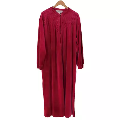 £22.62 • Buy NEW Zip Front Velour Long Robe Red Warm Soft Cozy Long Sleeves Size 2X