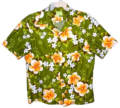 Sz XL Vintage 60's-70's Ui-Maikai Hawaiian Aloha Shirt Tropical Floral Green • $77.99