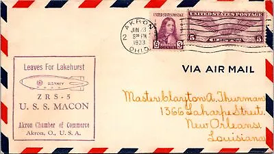 USS Macon Leaves For Lakehurst 1933 - Akron Ohio - F49068 • $14.99