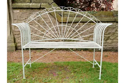 Sunrise Bench Green Metal Garden Seat Shabby Chic Vintage Style Arched Back • £149.99