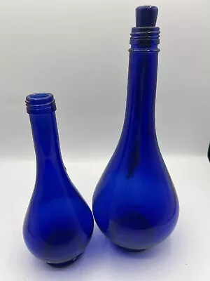 2 Acqua Della Madonna Cobalt Blue Glass Teardrop Vase Water Bottle • $24.97