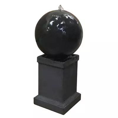 CHG CLASSIC HOME 1.6-gal Sphere Fountain Freestanding Cement Weatherproof Black • £239.64