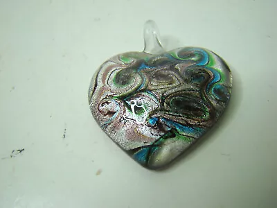 Multi Colored Glass Heart Pendant To Use With A Necklace 2  X 1.75  • $5.99