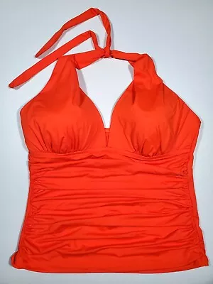 LA BLANCA Women's Orange Halter Tankini Swim Top. Size 14 • $8.50