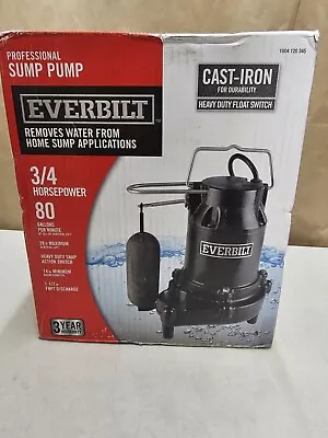 Everbilt HDS75 3/4 HP Professional Sump Pump 80 Gallons  Black • $189.99