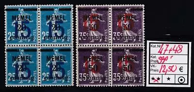 Memel 1921 Mi. No. 47 +48 Tested • $13.96