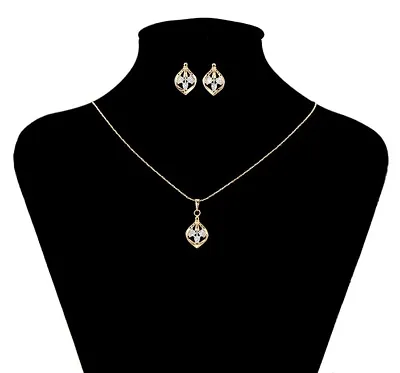 9ct 9K Yellow GOLD Plated Ladies Girls NECKLACE Earring & Pendant SET Gift645 UK • £10.99