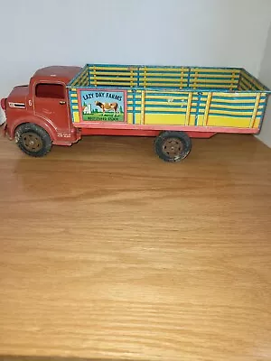 Marx 1950s Lazy Day Farms Tin Pressed Steel Dairy Truck Vintage 18'' 🚚 • $110