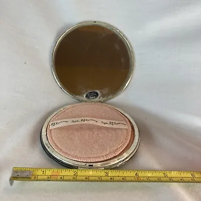 Large Rex Fifth Avenue Vintage Silver Plated Makeup Compact With Mirror 4” • $18.95