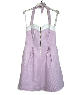 Lilly Pulitzer Sz 10 Marisa Dress Sweetheart Neckline Seersucker Purple Pink • $32.99