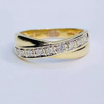 £115 • Buy 9ct Gold Diamond Crossover Ring - UK Size N - REF-D1369