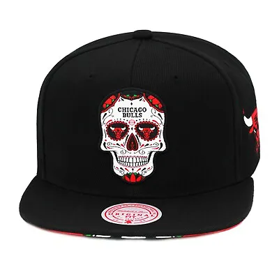 Mitchell & Ness Chicago Bulls Sugar Skull Snapback Hat Cap - Black • $39.90