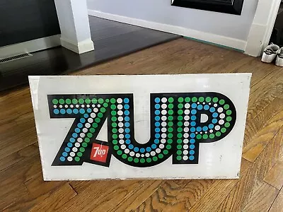 Vintage 1970s 7up Soda Pop Plastic Acrylic Store Display Advertising Sign 27” • $124.99