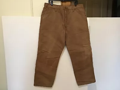 DICKIES Insulated Work Pants Men's 38W X 27.5L (Actual) Lined Duck Canvas #C23-7 • $19.95