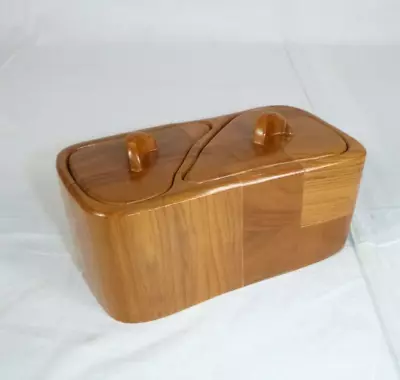 Vtg Clifton Mire Carved Wood Trinket Jewelry Stash Box 6  Wide Louisiana Artist • $29