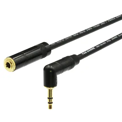 Van Damme 3.5mm Stereo Headphone Extension Cable Male Right Angle To Female Jack • £26.80