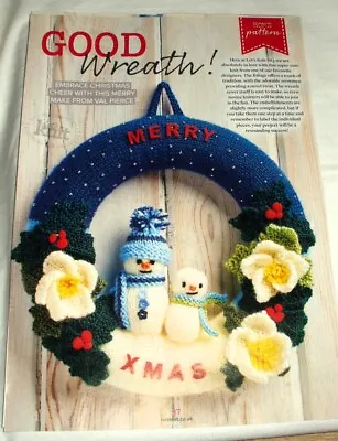 MERRY CHRISTMAS Wreath.  With Snowmen & Holly & Christmas Roses. Mag Extract • £1.79